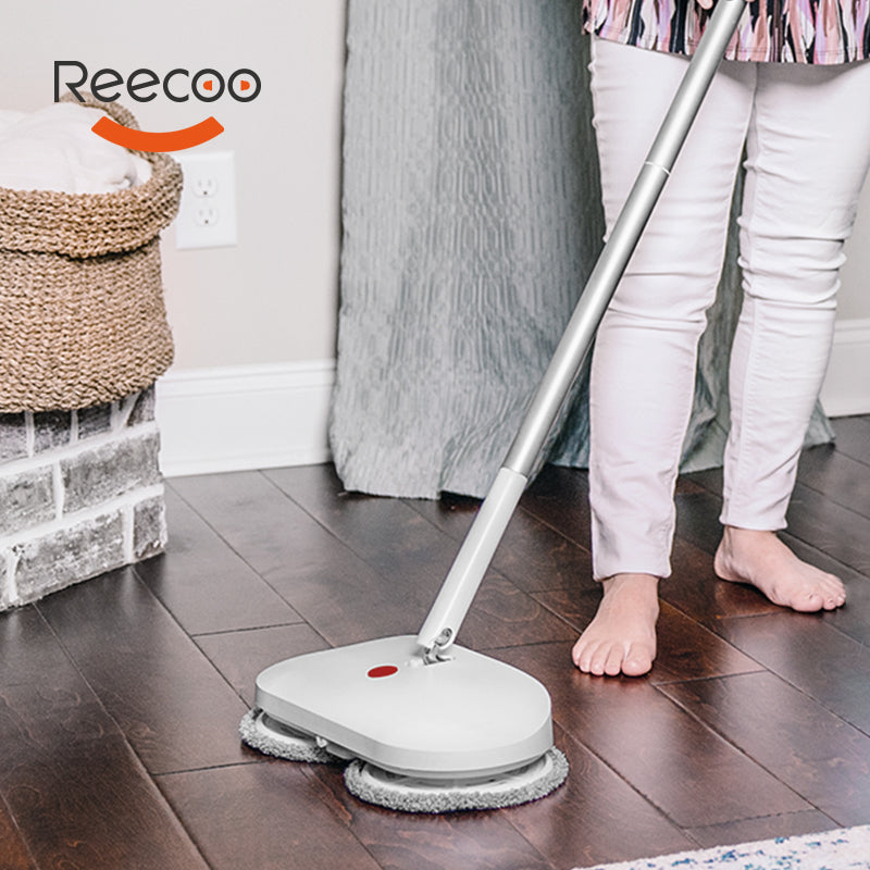 Reecoo Cordless Rechargeable Self-Cleaning Electric Mop with 4 Packs of Mop Pads