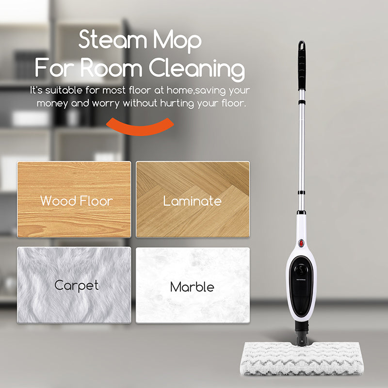 Reecoo Multi-function White Powerfresh Steam Mop for Tile Hardwood Floors