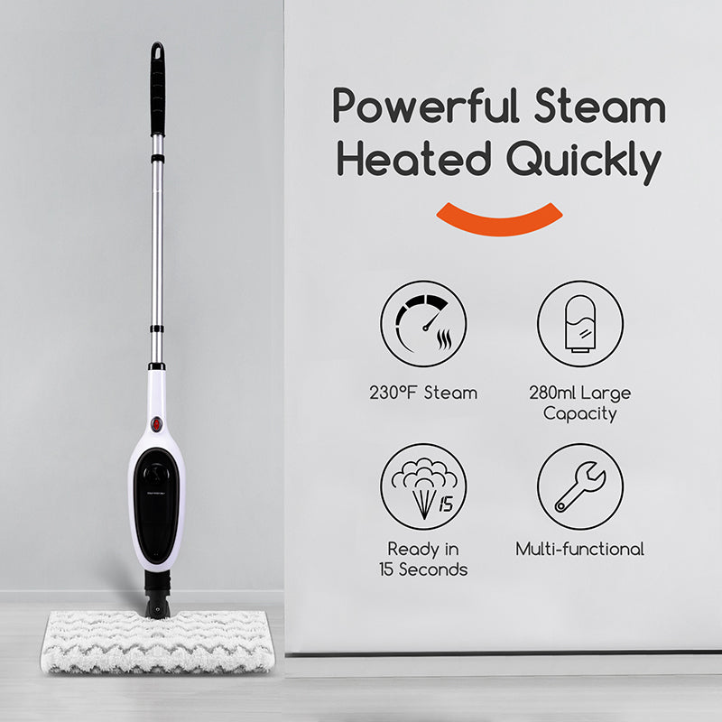 Reecoo Multi-function White Powerfresh Steam Mop for Tile Hardwood Floors